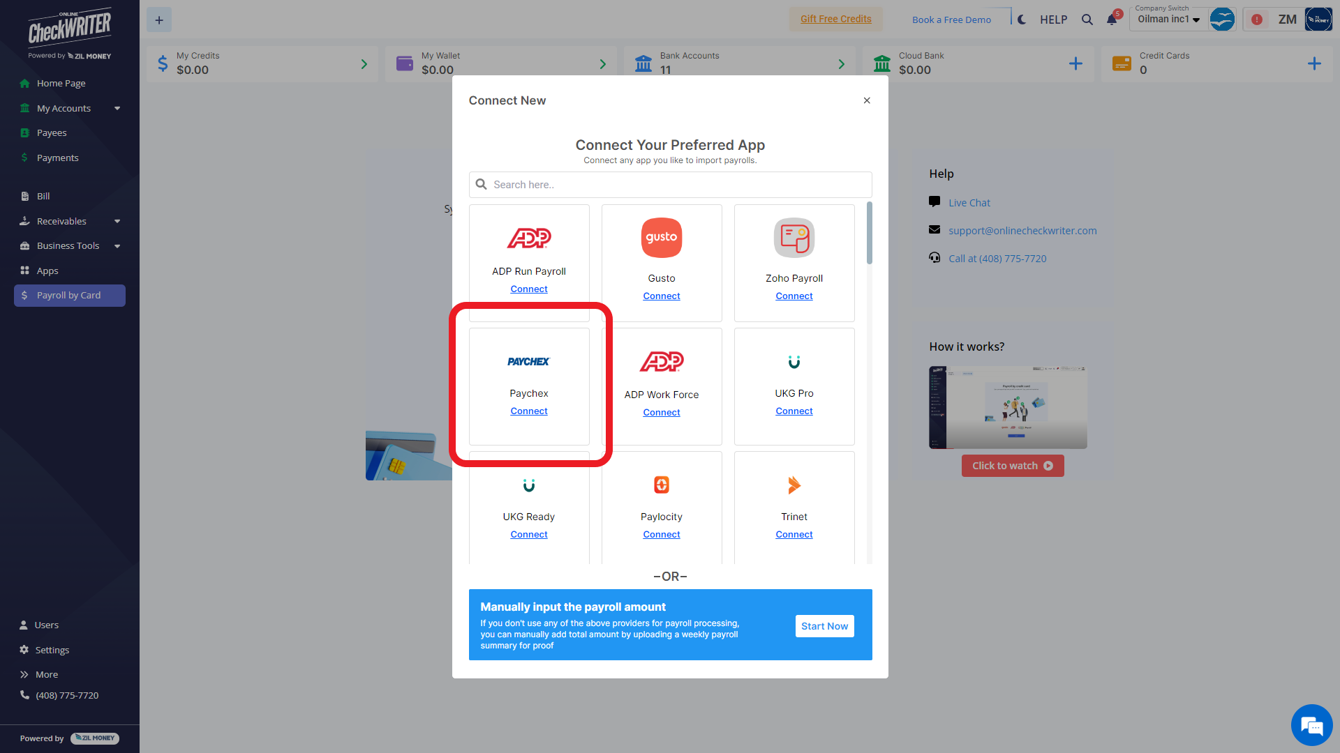 How to Connect to Paychex and Pay Payroll by Credit Card